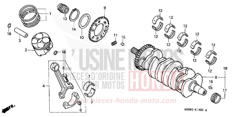 KURBELWELLE/KOLBEN von CBR600F Special Edition WINNING RED (R258) von 2001